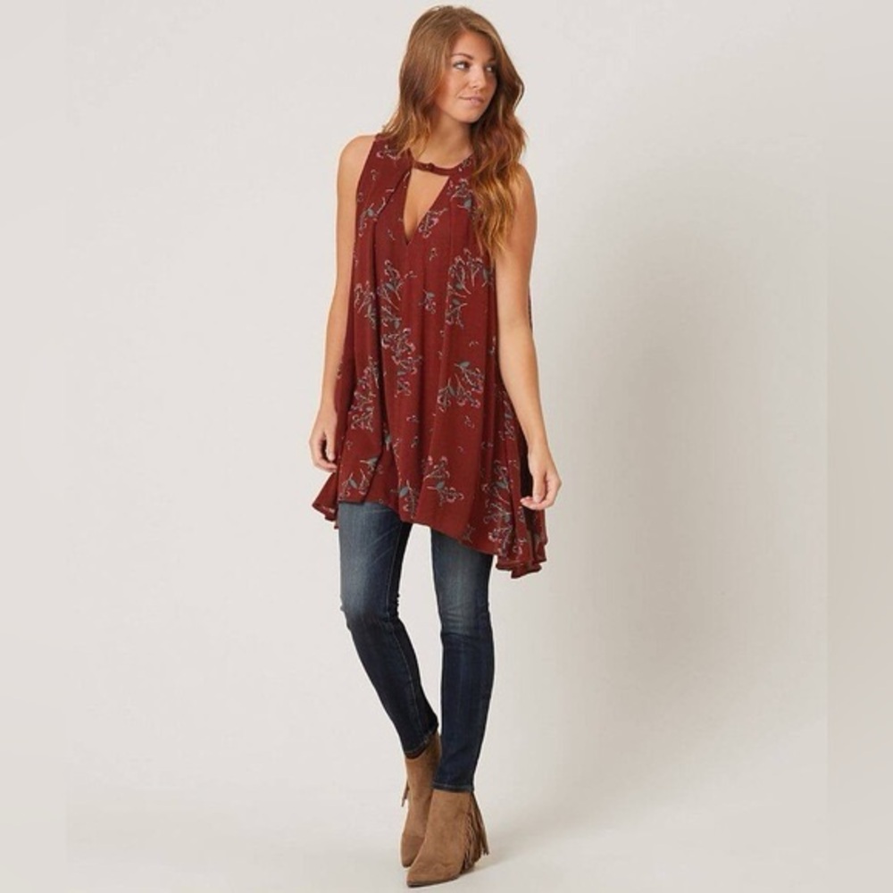 <3 Free People Floral Tank Tunic S size